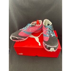 Puma Haraka XCS Track Shoes Cleats Spikes Running Pink Blue Black Womens 11.5